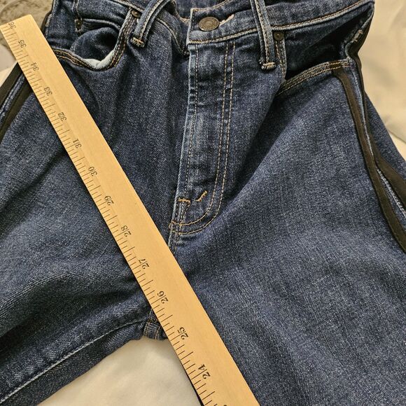 Mother Jeans 25 Blue Stunner Zip Ankle Step Fray Raw Hem Sweeping Racer Stretch - Picture 12 of 12